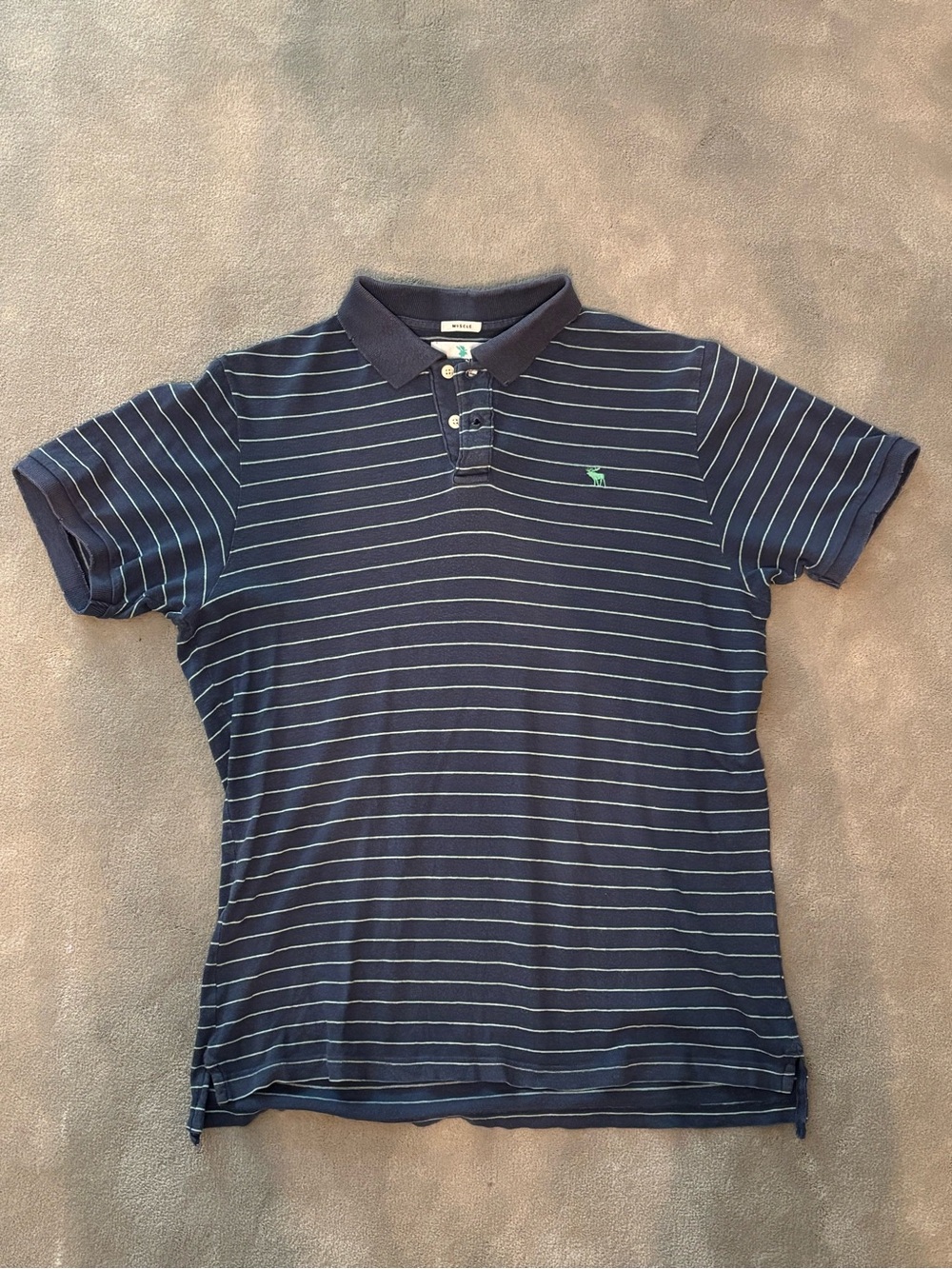 Abercrombie & Fitch Polo | Color: Navy Blue with Green Stripes | Size: XL